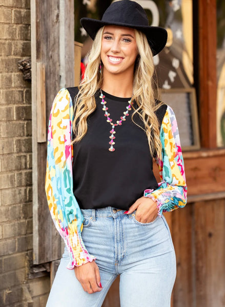 Multi Colored Leopard Top