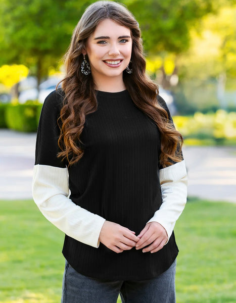 Ribbed Color Block Top