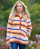 Orange Multi Color Sherpa Pullover