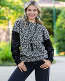 Leopard Sweater with Sequin Sleeves