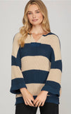 Striped Navy and Tan Sweater