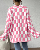 Checkered Pink Cardigan