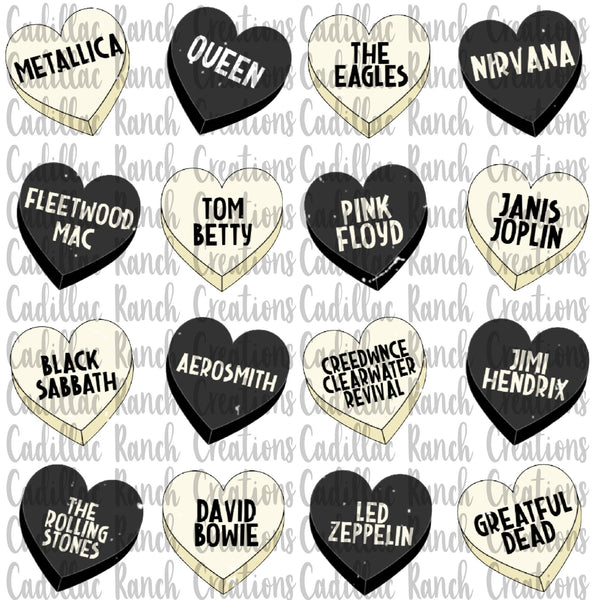 Rock and Roll Conversation hearts, Valentine DTF transfer