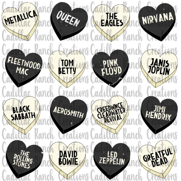 Rock and Roll Conversation hearts, Valentine sublimation transfer