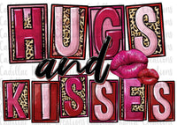 Hugs & Kisses leopard, Valentine DTF transfer