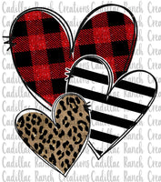 Leopard, Plaid, Stripe Hearts, Valentine DTF transfer