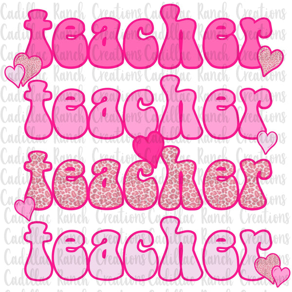 Teacher stacked, Valentine DTF transfer