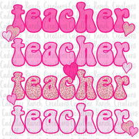 Teacher stacked, Valentine sublimation transfer