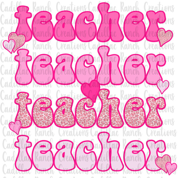 Teacher stacked, Valentine sublimation transfer