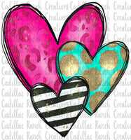 Heart Trio, Valentine sublimation transfer