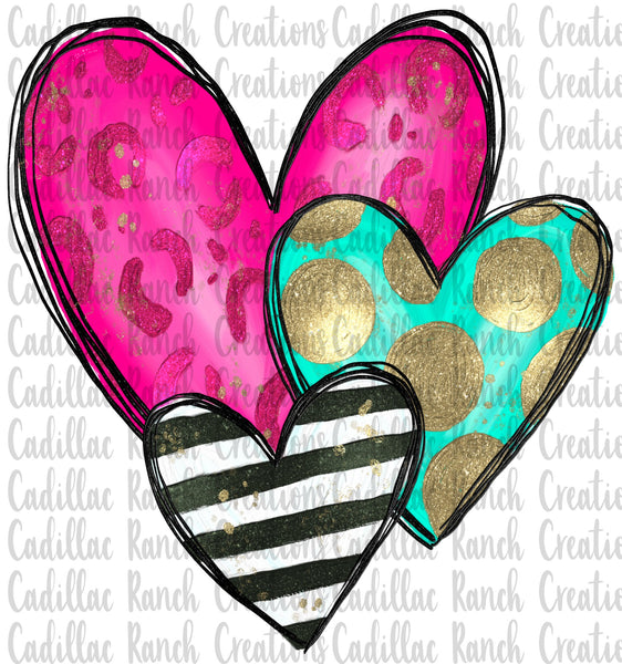 Heart Trio, Valentine sublimation transfer