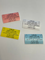 tumbler care, package labels