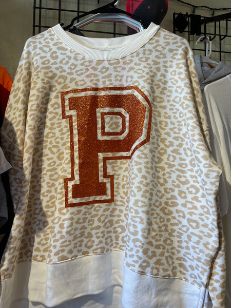 Mascot letter leopard sweatshirt