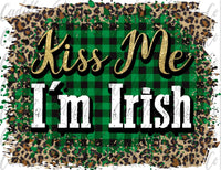 Kiss Me I'm Irish leopard/plaid, St Patrick's Day truck sublimation transfer