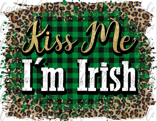Kiss Me I'm Irish leopard/plaid, St Patrick's Day truck sublimation transfer