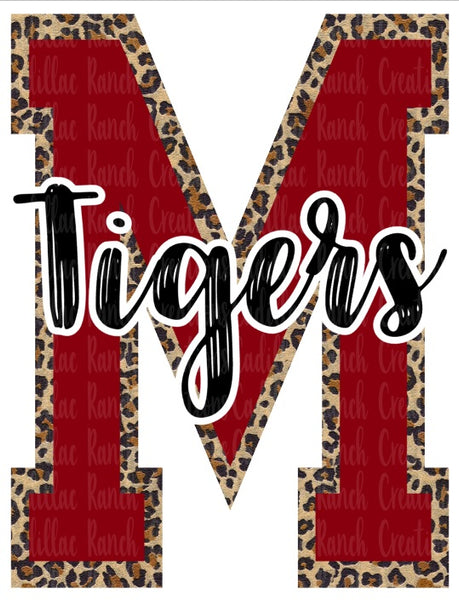 school spirit letter with leopard, Sublimation Transfer