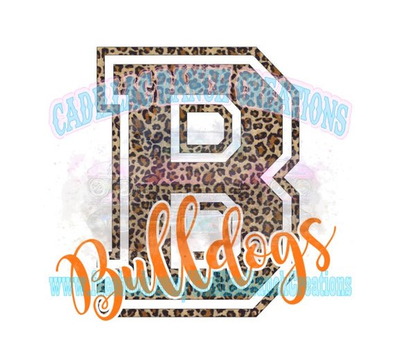 Leopard school spirit letter, Sublimation Transfer