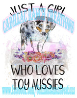 Girl Who Loves, Toy Aussies, sublimation transfer