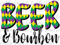 Beer & Bourbon, Mardi Gras sublimation transfer