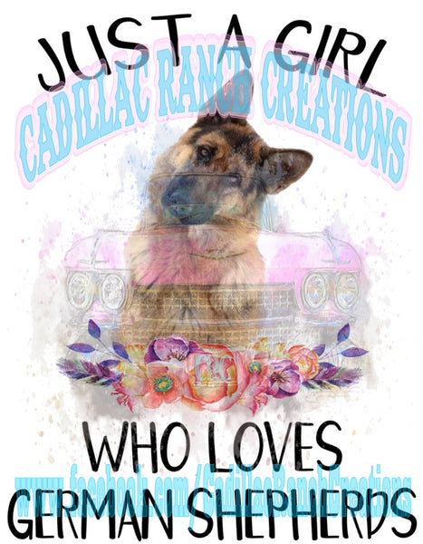 Girl Who Loves, German Shepherds, sublimation transfer