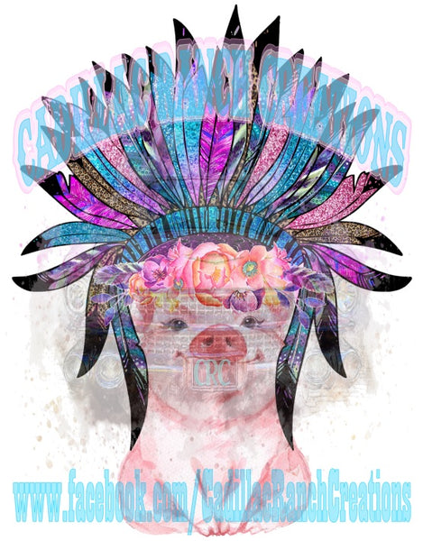 Pig in Headdress, sublimation transfer