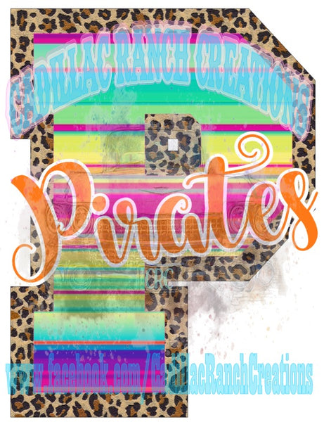 school spirit serape/leopard letter, Sublimation Transfer