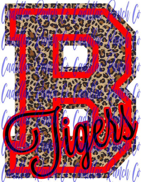 school spirit leopard trimmed in color letter, Sublimation Transfer