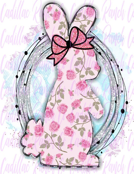 pink and flowers bunny, Easter sublimation transfer