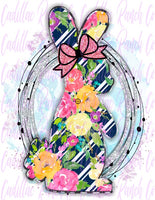 navy and flowers bunny, Easter sublimation transfer