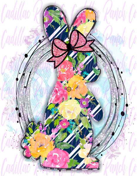 navy and flowers bunny, Easter sublimation transfer