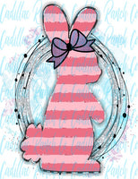pink striped bunny, Easter sublimation transfer
