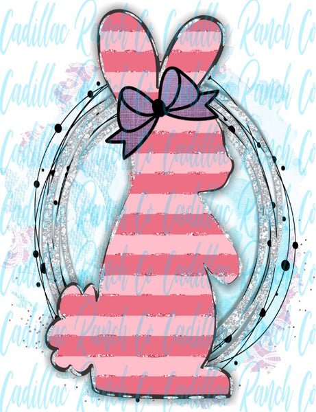 pink striped bunny, Easter sublimation transfer