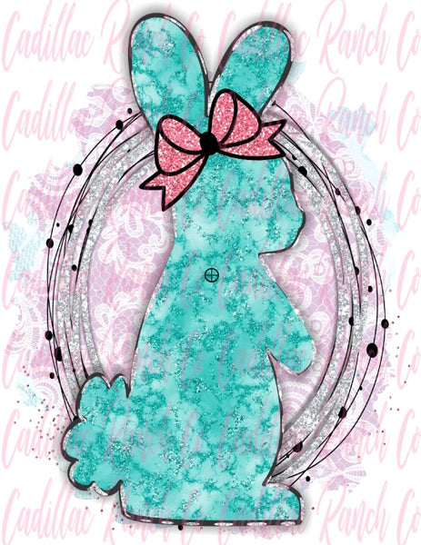 teal bunny, Easter sublimation transfer