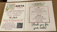 social info & care card inserts for packages