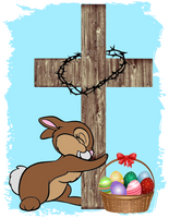 Bunny Hugging Cross, Easter sublimation transfer
