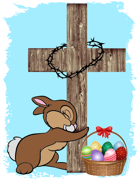 Bunny Hugging Cross, Easter sublimation transfer