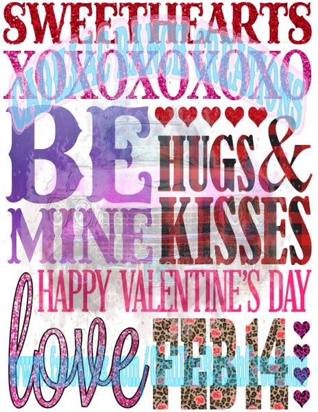 Valentine's Day subway art sublimation transfer