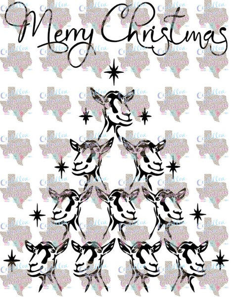 Merry Christmas, goat tree, Sublimation Transfer