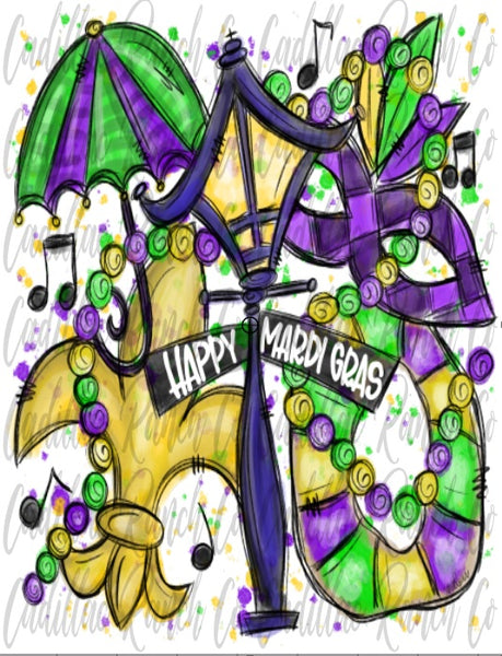 Happy Mardi Gras sublimation transfer