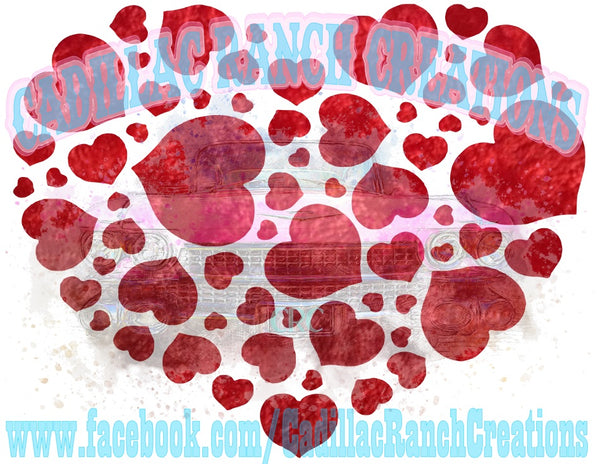 Hearts Heart Valentine's Day subway art sublimation transfer