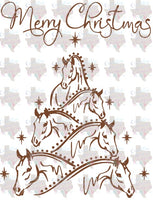 Merry Christmas, horse tree, Sublimation Transfer