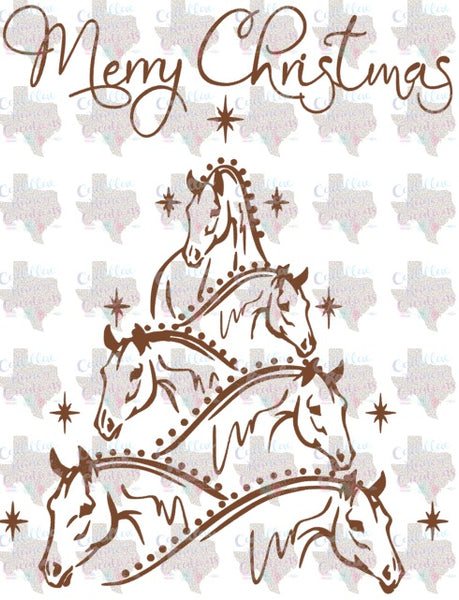 Merry Christmas, horse tree, Sublimation Transfer