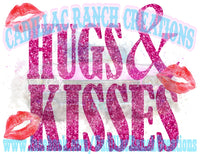 Hugs & Kisses, pink, Valentine's Day subway art sublimation transfer