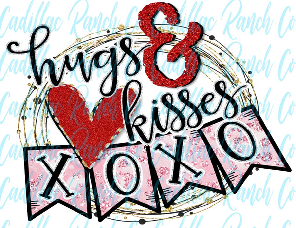 Hugs & Kisses xoxo, Valentine's Day sublimation transfer