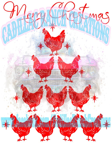 Merry Christmas, chicken tree, Sublimation Transfer