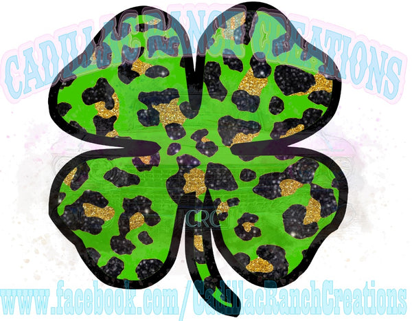Leopard Clover, St Patrick's Day sublimation transfer