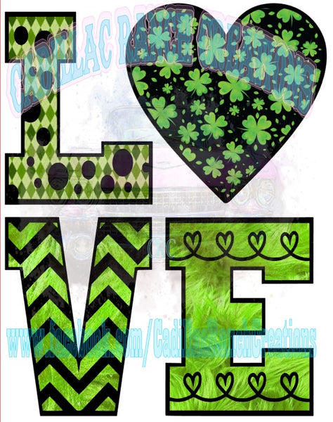Love heart, St Patrick's Day truck sublimation transfer