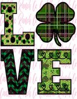 Love clover, St Patrick's Day sublimation transfer