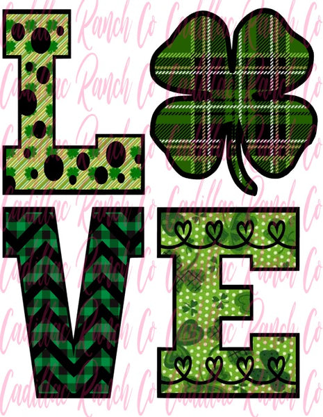 Love clover, St Patrick's Day sublimation transfer