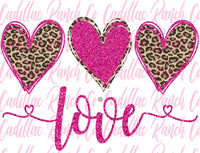triple heart love, Valentine's Day sublimation transfer